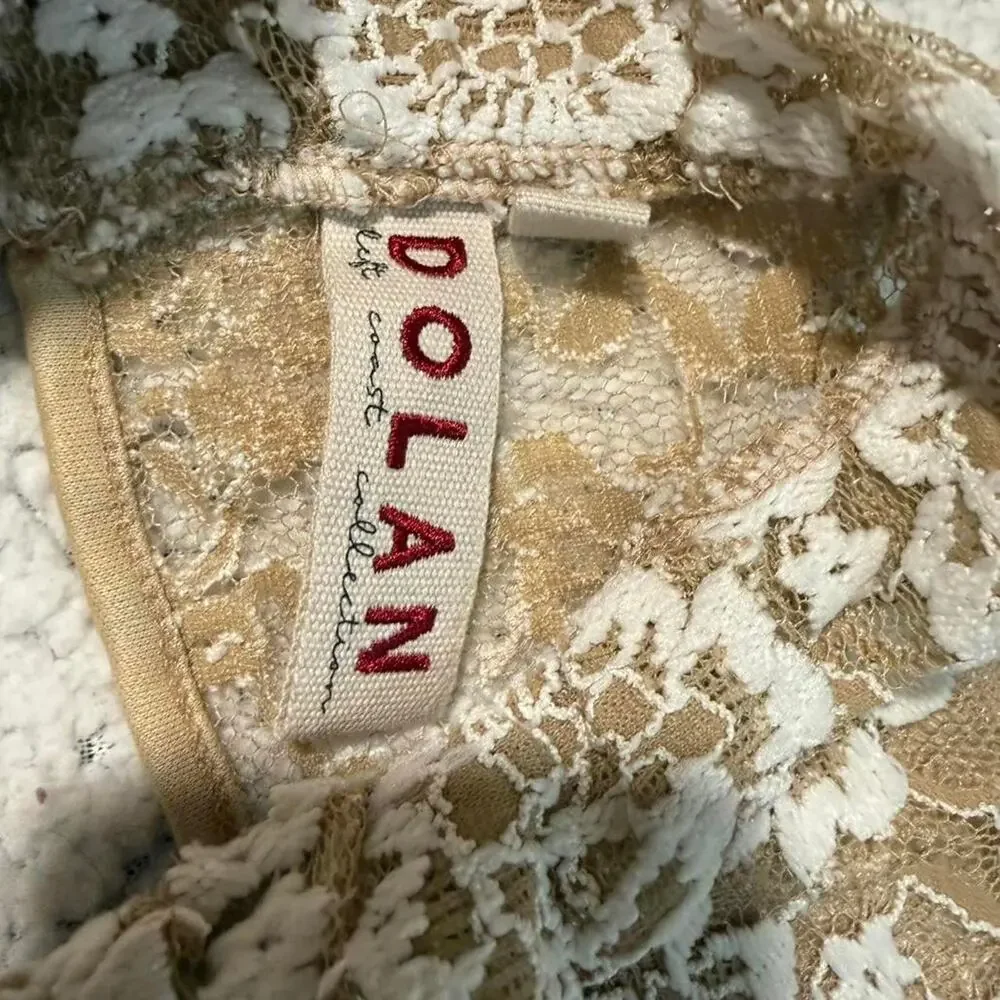 Anthropologie Beige Lace Floral Long-Sleeve Blouse